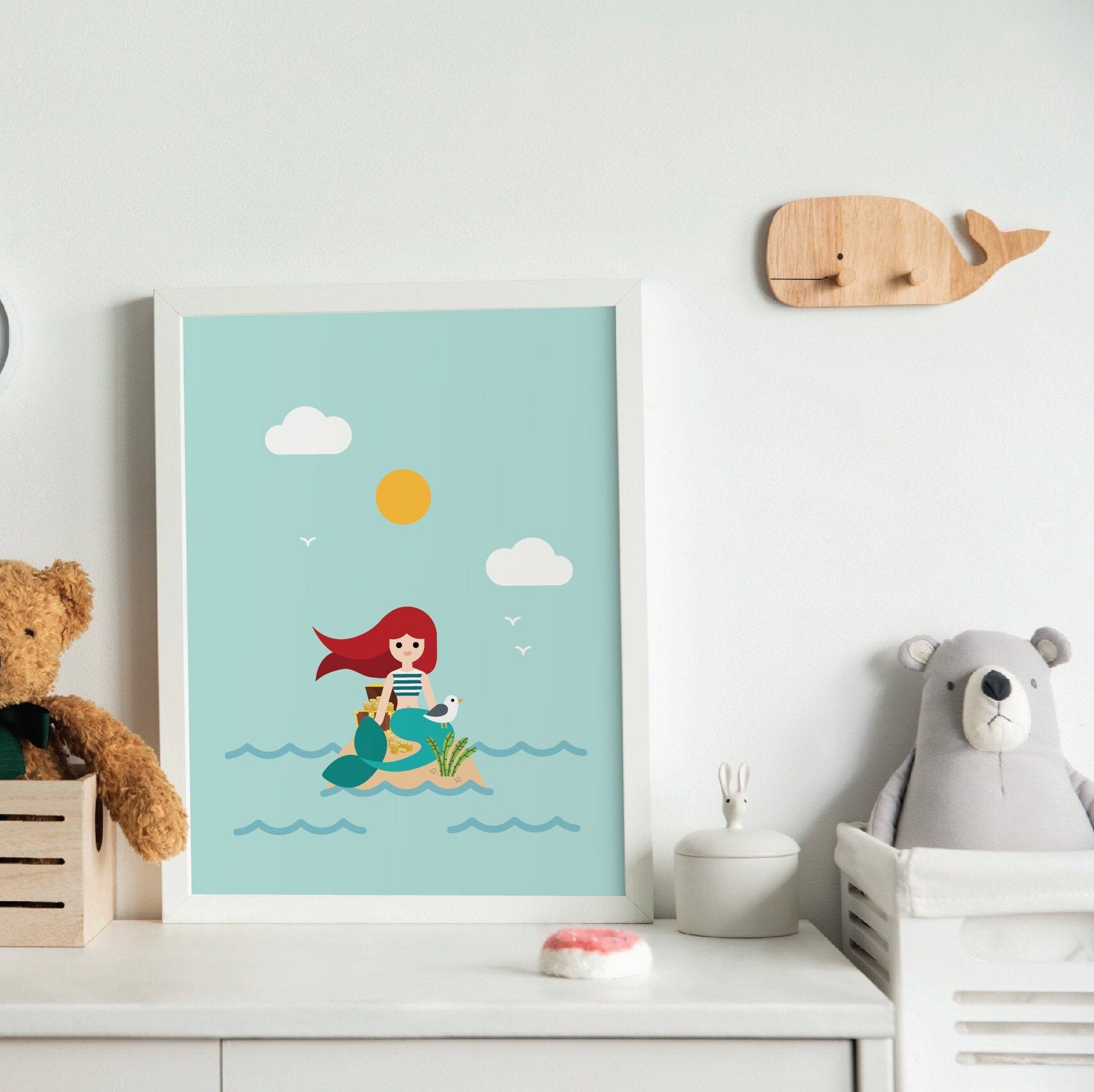 Mermaid Printable Wall Art for Kids Room Nautical Nursery Room | Etsy