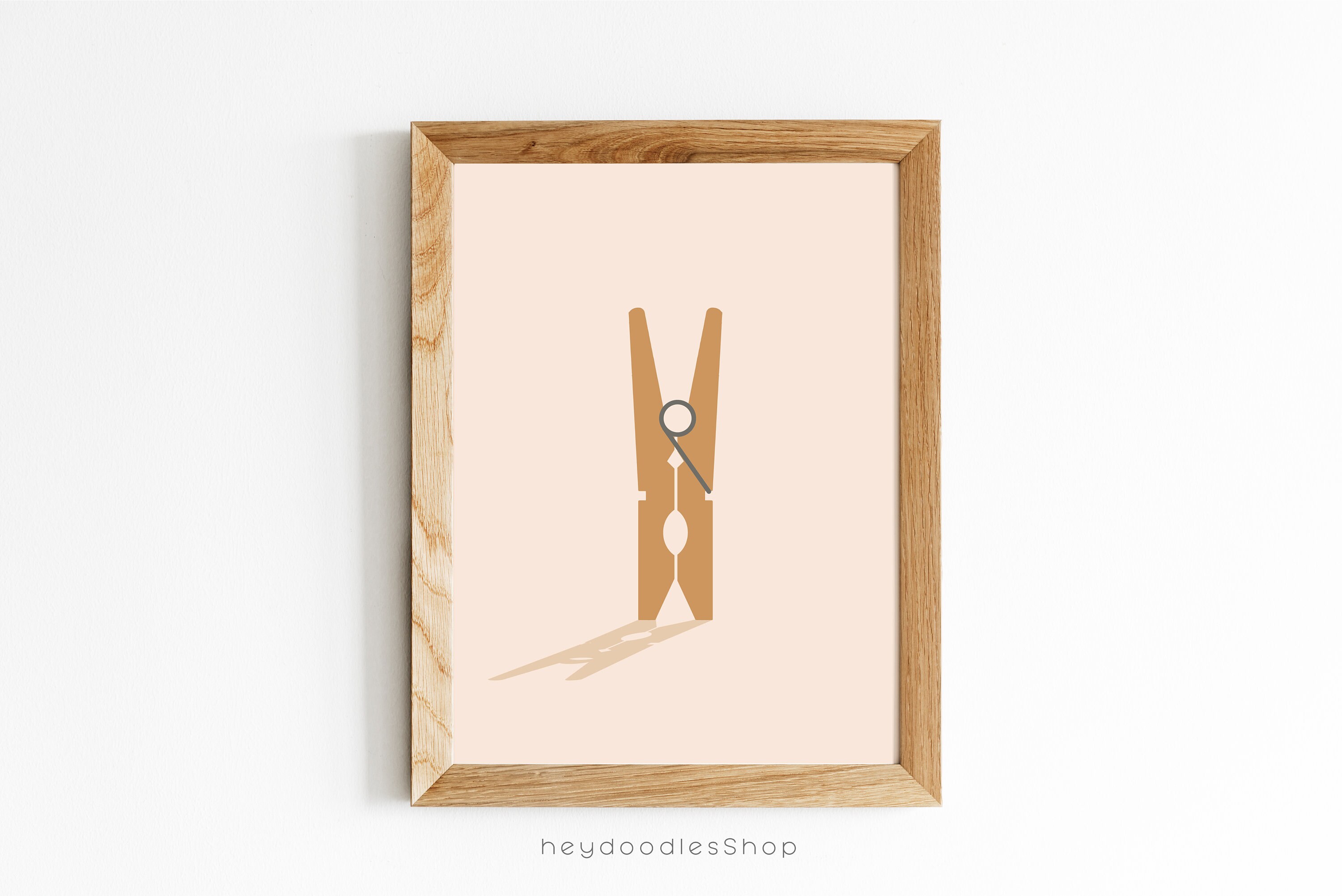 Laundry Room Printable Wall Art Decor Clothespin Art Mid | Etsy