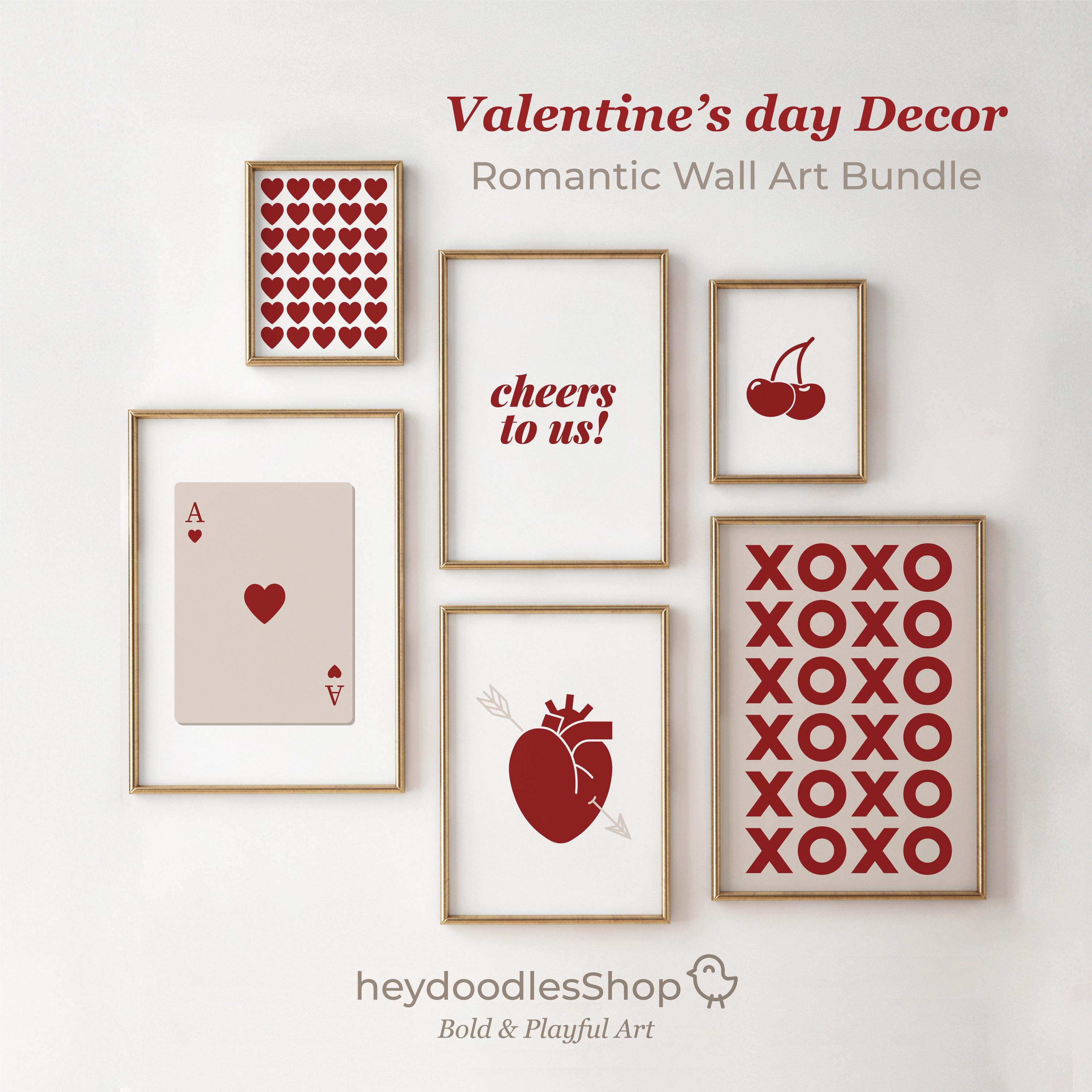 Valentines Day Wall Art Valentines Day Party Printable Bundle Gallery ...