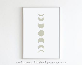 Moon Phase Printable in Silver Wall Art Digital Print Neutral Wall Art Abstract Art Print Boho Chic Decor Instant Download Minimalist Print