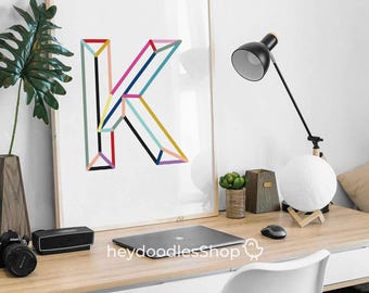 Initial Decor Nursery Initial Nursery Decor Letter K Wall Art Nursery Initial Print Initial Wall Decor Initial Wall Art Nursery Decor