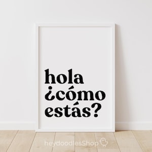 Hola Sign, Hola Printable Wall Art Hello Languages Entryway Decor Welcome Poster Minimalist Modern Quotes Digital Print