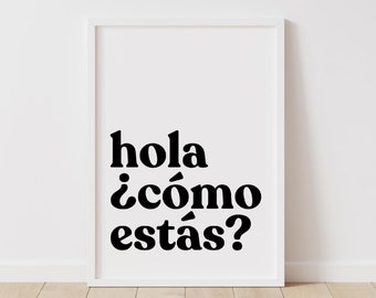 Hola Sign, Hola Printable Wall Art, Hello Languages, Entryway Decor, Welcome Poster, Minimalist, Modern Quotes. Digital Print