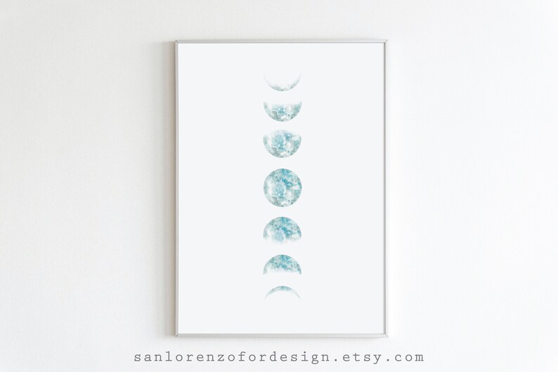 Moon Phases Printable Wall Art Moon Phases Wall Art Etsy