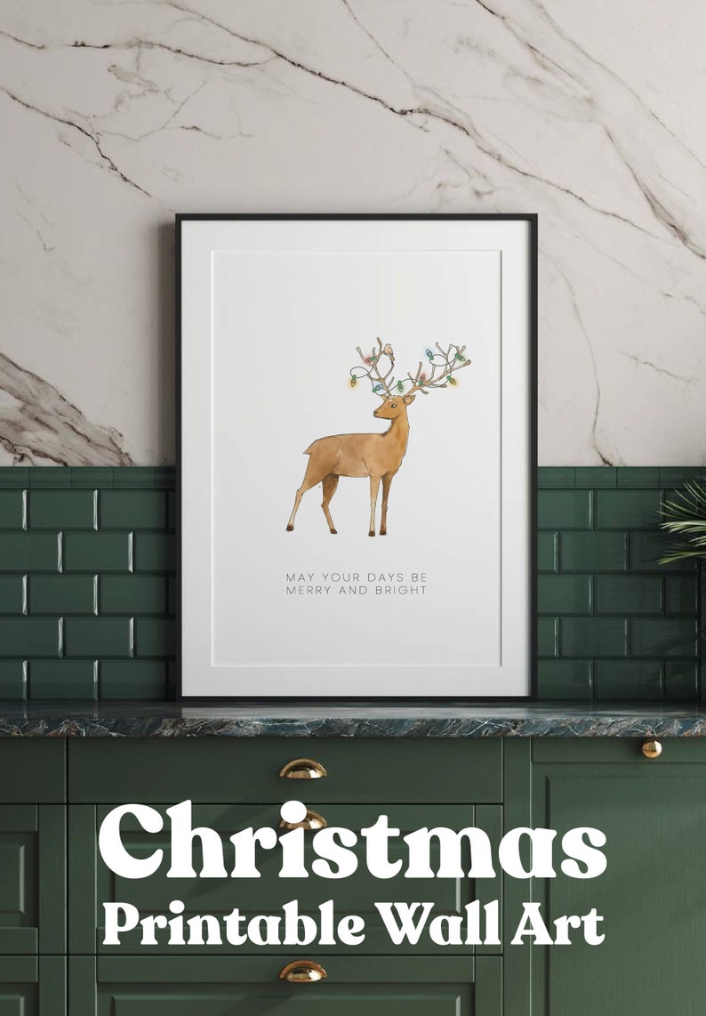 Christmas Printable Wall Art Merry and Bright Christmas Etsy