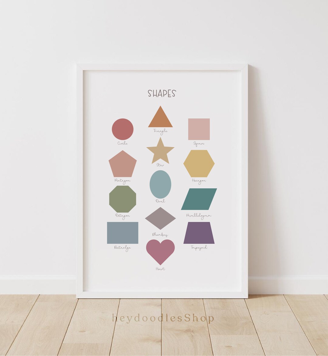 Shapes Printable,educational Wall Art Print, Playroom Decor, Rainbow ...