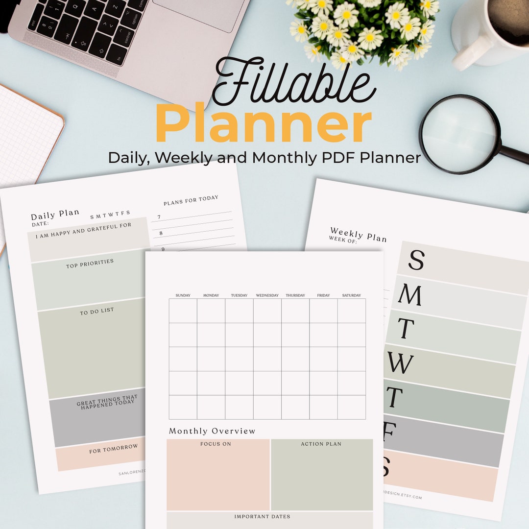 Fillable Planner Fill in the Date Undated Monthly Planner - Etsy
