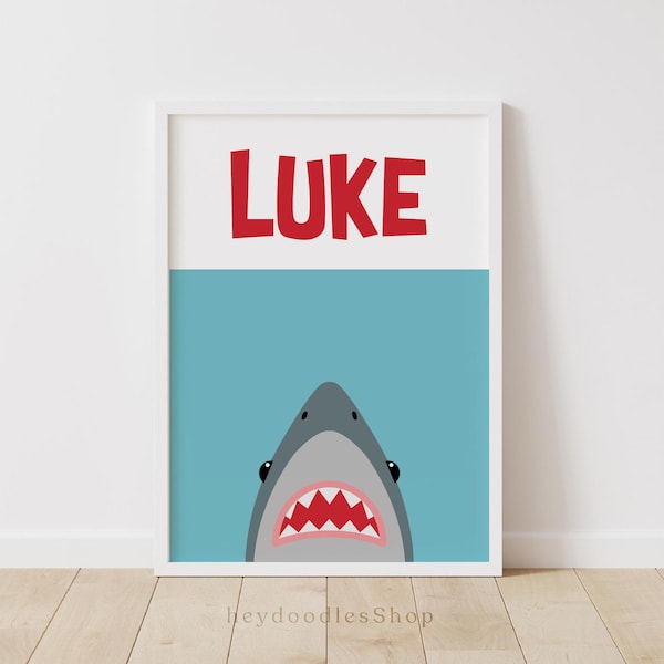 Custom Name Shark Printable Personalized printable wall art  Nautical Shark Illustration Nursery Room kids room playroom decor gift for kid