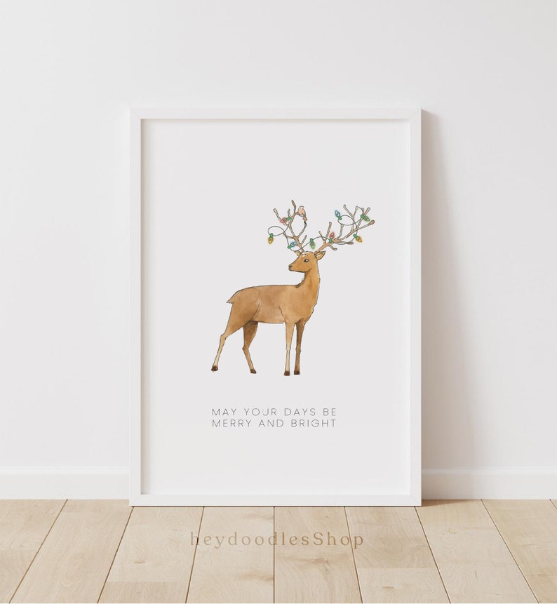 Christmas Printable Wall Art Merry and Bright Christmas Etsy