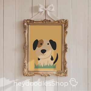 Dog illustration printable wall art playroom printable art nursery wall decor for baby room art print modern dog wall art instant download