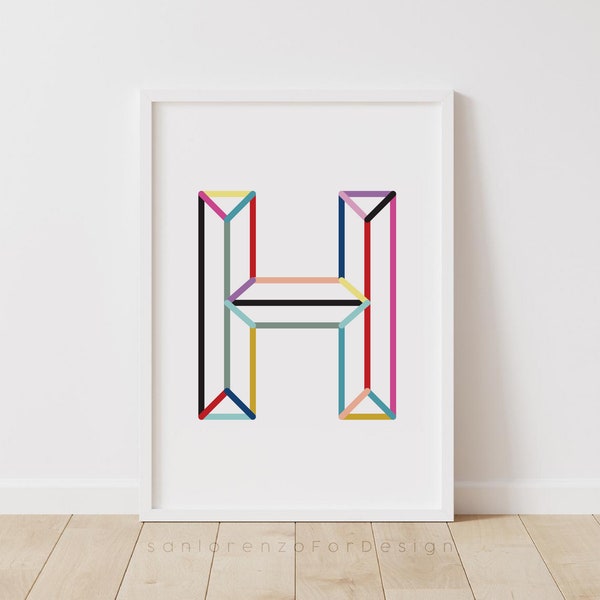 Initial Decor Nursery, Initial Nursery Decor, Letter H Wall Art, Nursery Initial Print, Initial Wall Decor, Initial Wall Art, Nursery Decor