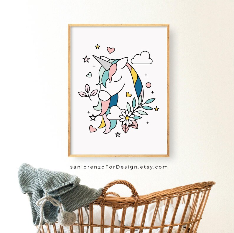 Unicorn Print Unicorn Poster Baby Girl Bedroom Printable | Etsy