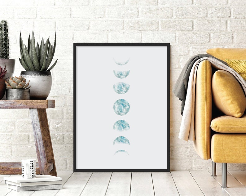 Moon Phases Printable Wall Art Moon Phases Wall Art Etsy