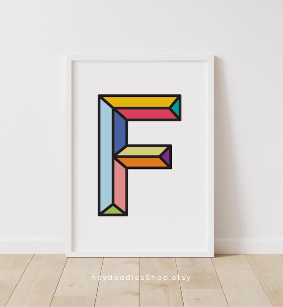 Digital Art & Collectibles Initial Wall Decor Nursery Initial Print