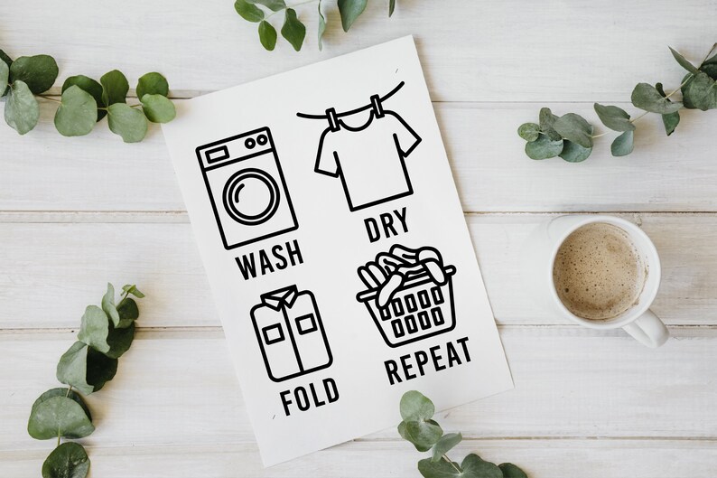 Wash Dry Fold Repeat Laundry Room Wall Art Decor Printable - Etsy