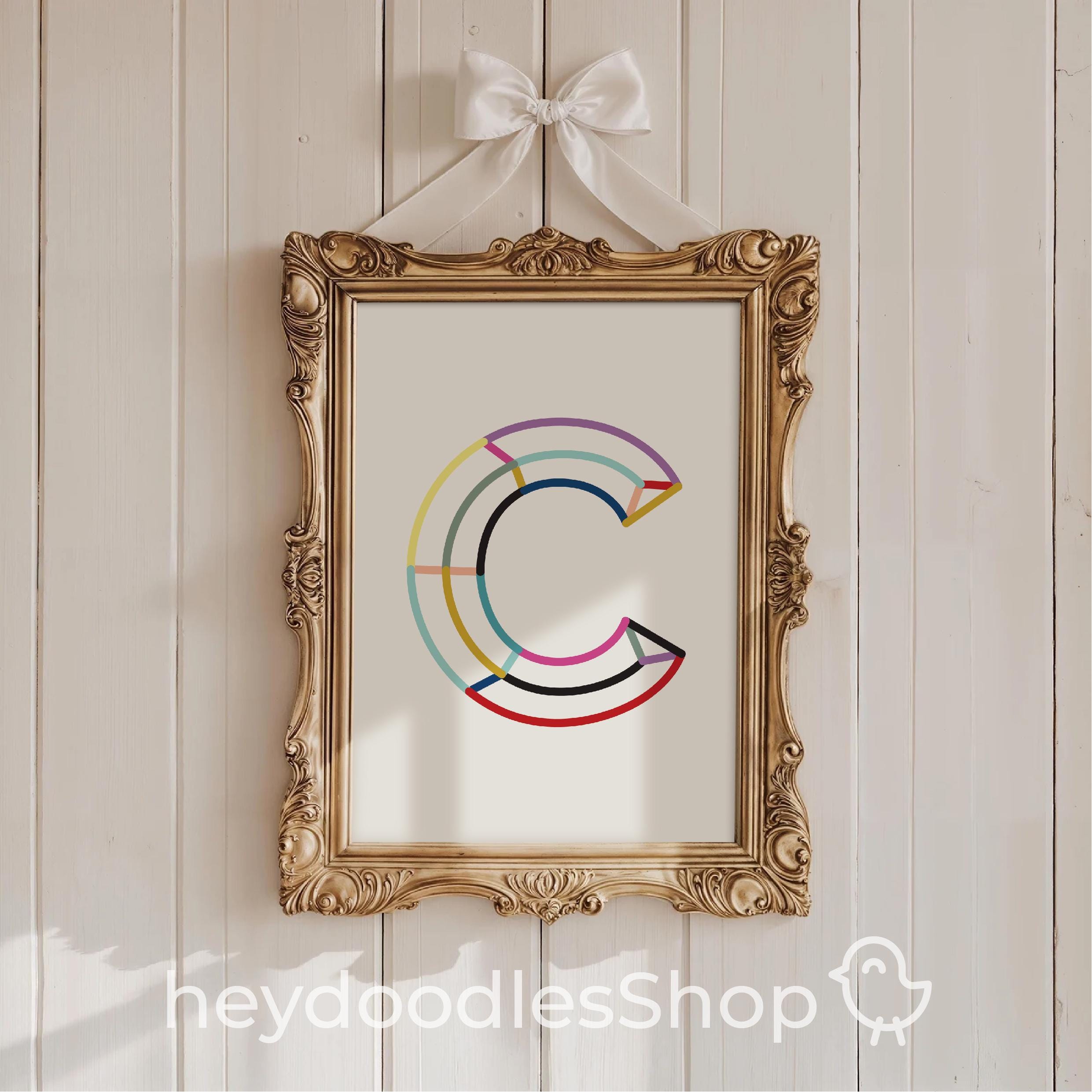 Monogram Letter C Print: Colorful Initial Wall Art (digital