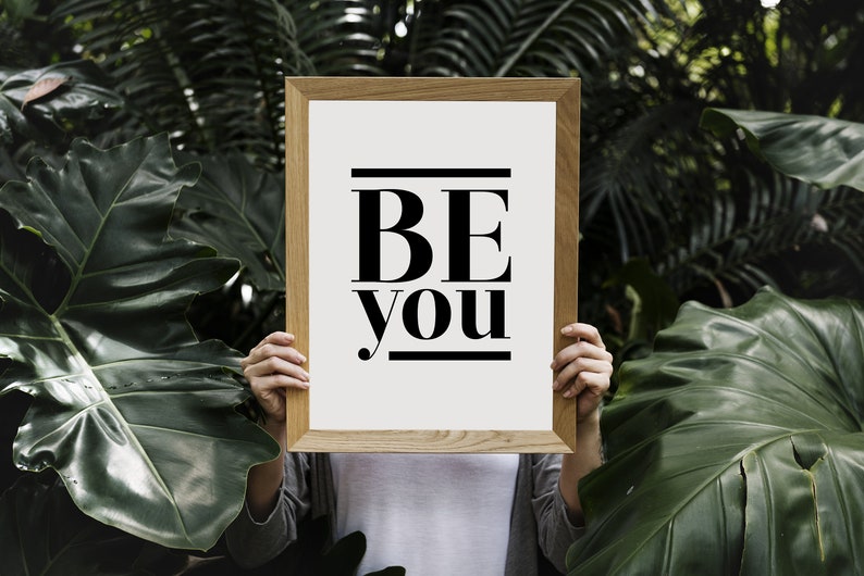 Be you Wall Art Printable Inspirational Saying Black and White print Motivational Poster Typographic Print Above Bed Wall Art zdjęcie 7