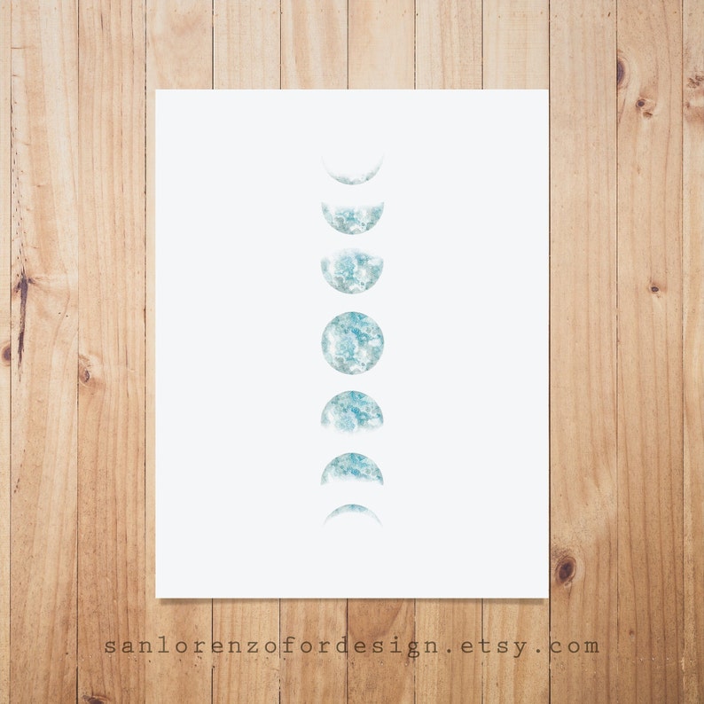 Moon Phases Printable Wall Art Moon Phases Wall Art Etsy