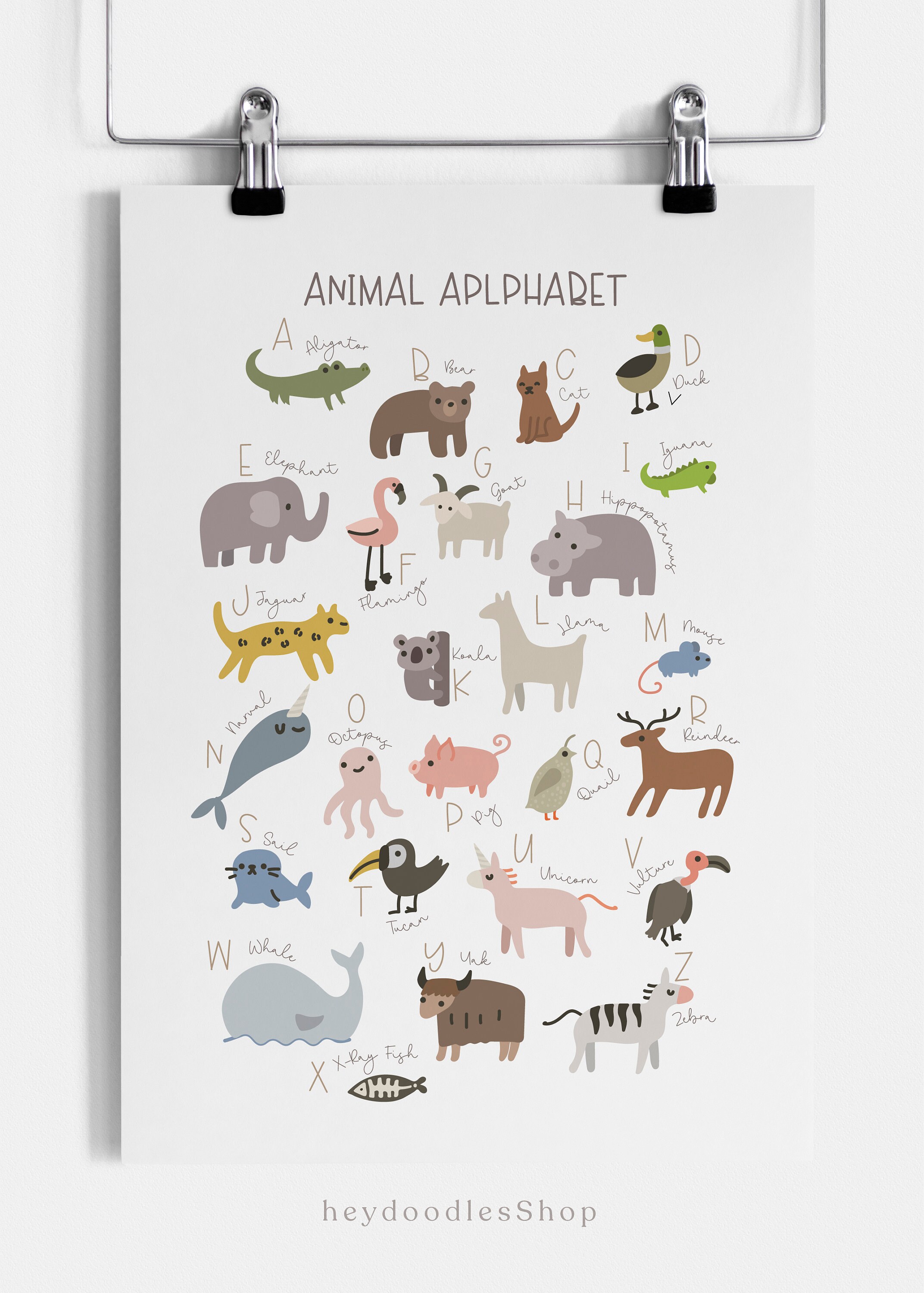 Alphabet Printable Animal Alphabet Nursery Alphabet Print | Etsy