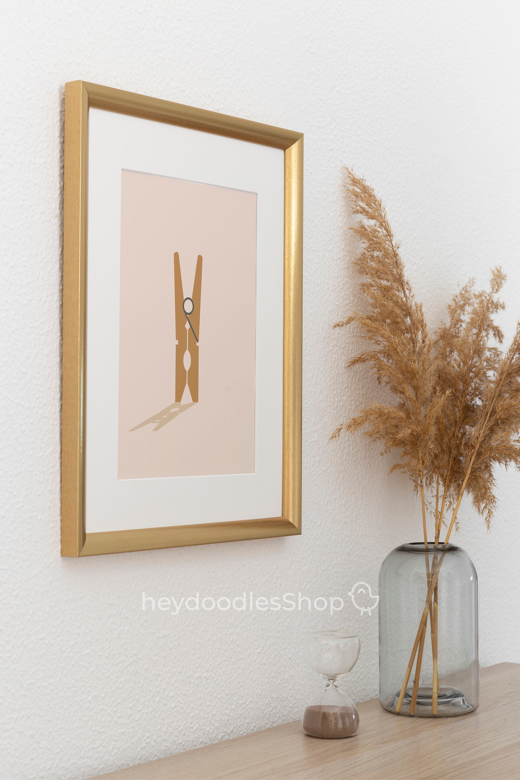 Laundry Room Printable Wall Art Decor Clothespin Mid Century Art ...