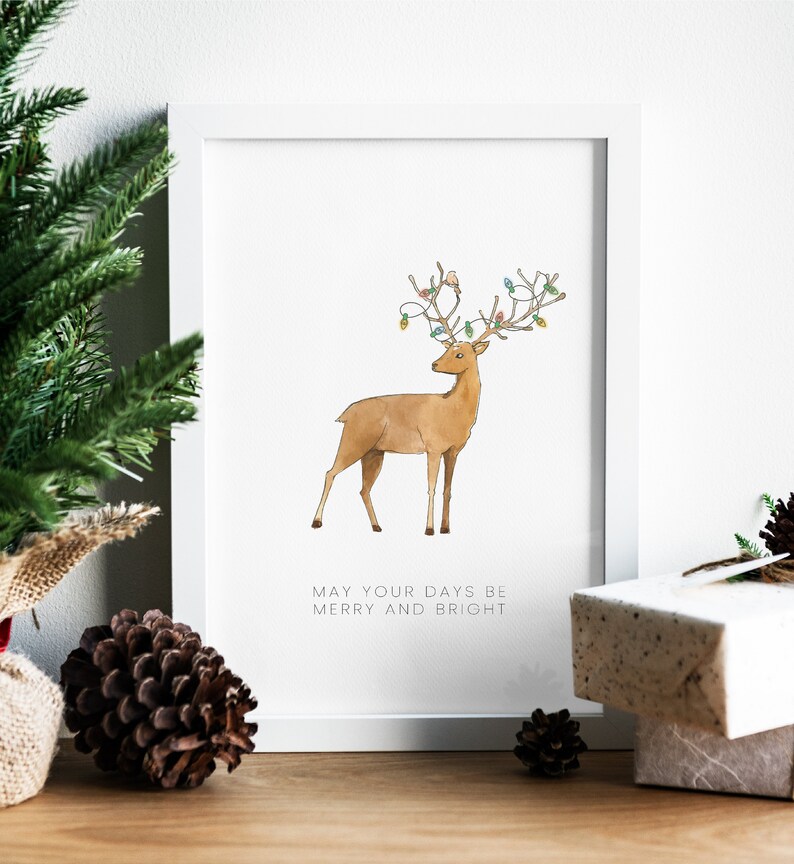Christmas Printable Wall Art Merry and Bright Christmas Etsy
