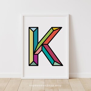 Initial Decor Nursery, Initial Nursery Decor, Letter K Wall Art, Nursery Initial Print, Initial Wall Decor, Initial Wall Art, Nursery Decor