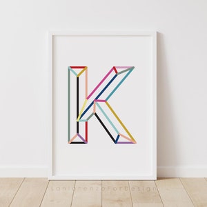 Initial Decor Nursery, Initial Nursery Decor, Letter K Wall Art, Nursery Initial Print, Initial Wall Decor, Initial Wall Art, Nursery Decor