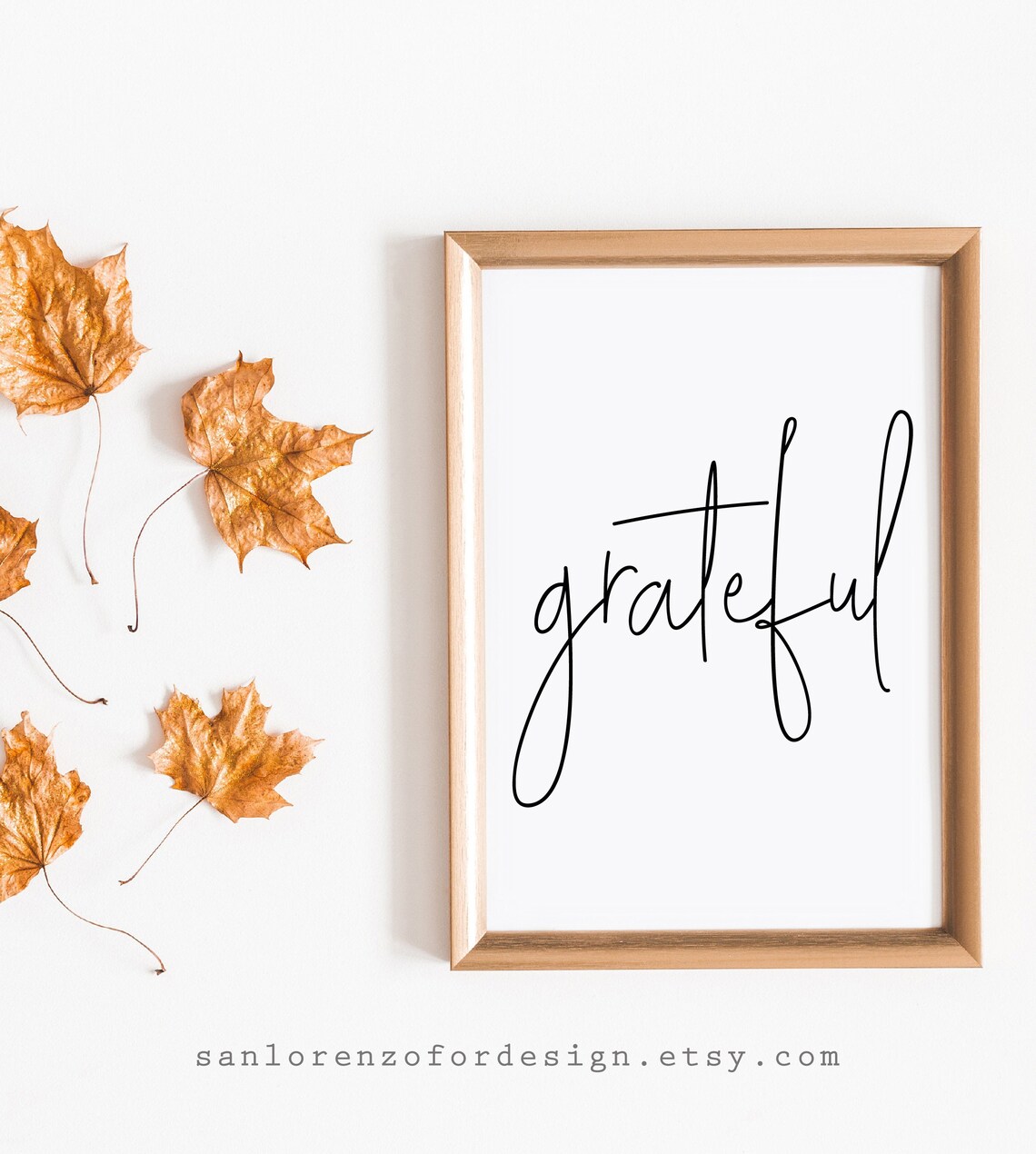 Grateful Thankful Printable Wall Art Gratitude Sign | Etsy
