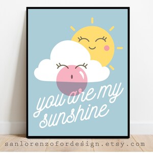 Printable wall art, You are my sunshine, Nursery room decor, Kids room decor, Sunshine art, Digital download