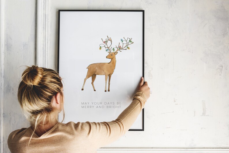 Christmas Printable Wall Art Merry and Bright Christmas Etsy