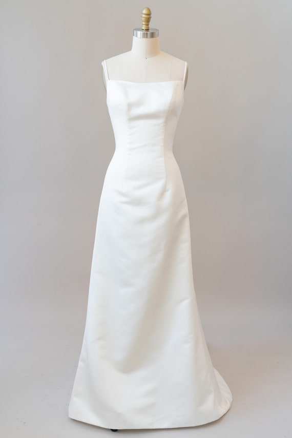 Straight Neck A Line Spaghetti Strap Simple Wedding Gown Etsy