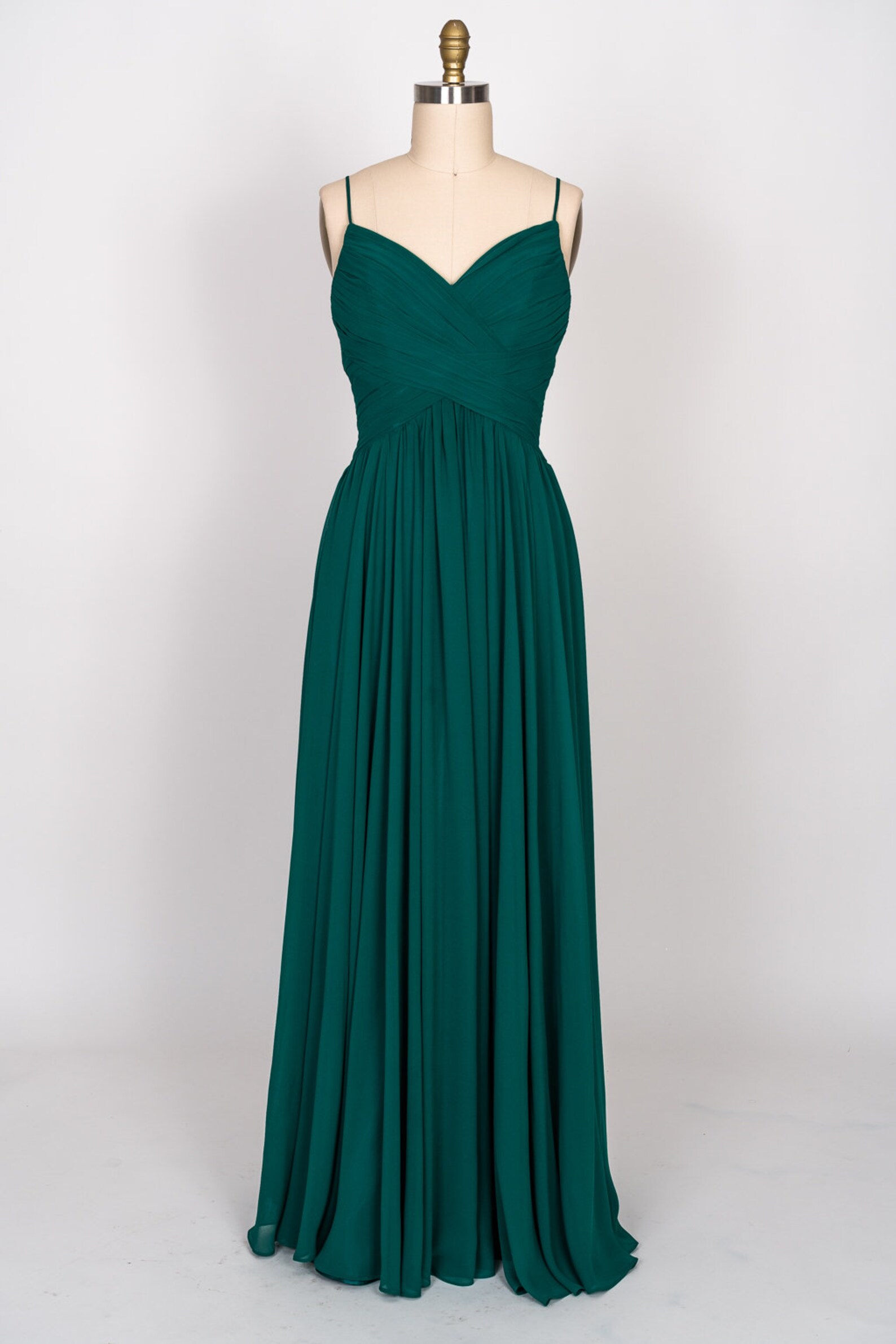 Cross-pleated Spaghetti Strap Chiffon Dress Pool