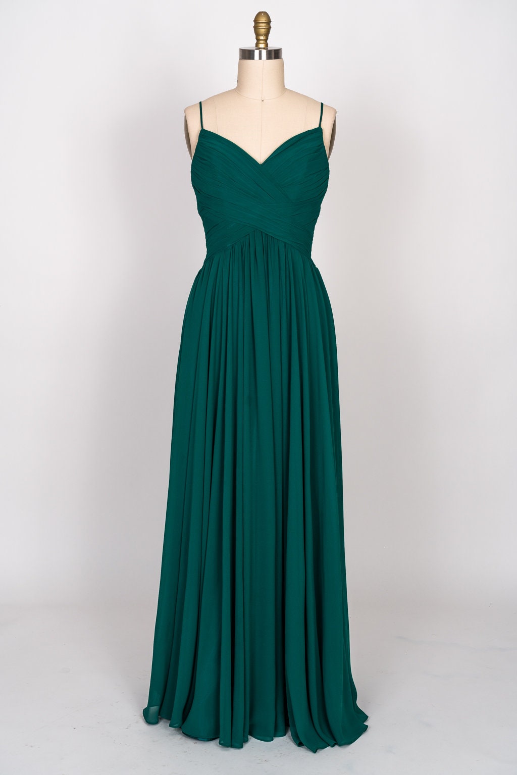 Spaghetti Strap Criss Cross Pleated Bodice Chiffon Dress | Etsy