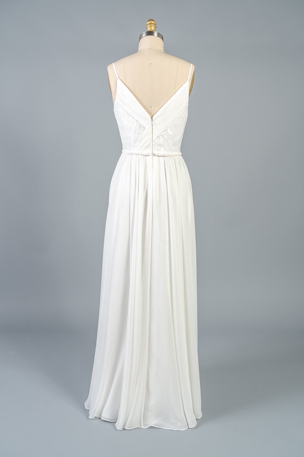 Chiffon/lace Light Wedding Dress With Braided Belt - Etsy Canada