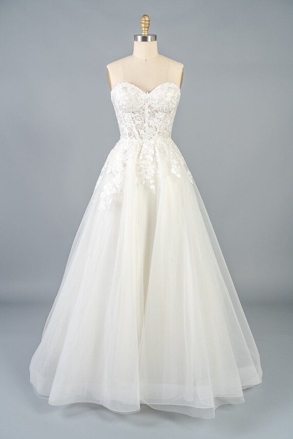 Lace Sweetheart Corset Top With Tulle Skirt Ball Gown Wedding Etsy