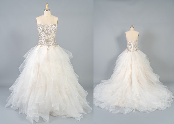 Strapless Beaded Bodice With Ruffle Layered Tulle Skirt Etsy