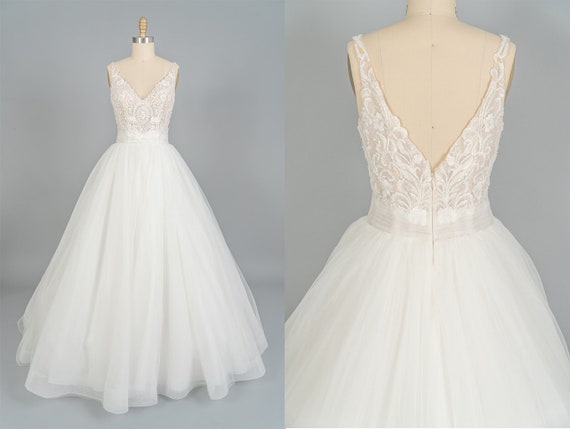 V Neck Lace With Sequin And Beaded Bodice Princess Ball Gown Etsy