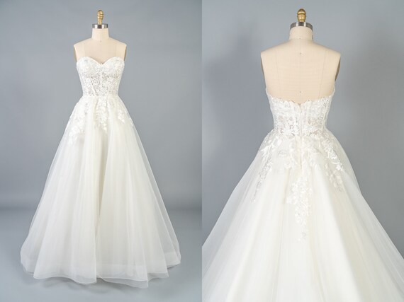 Lace Sweetheart Corset Top With Tulle Skirt Ball Gown Wedding Etsy