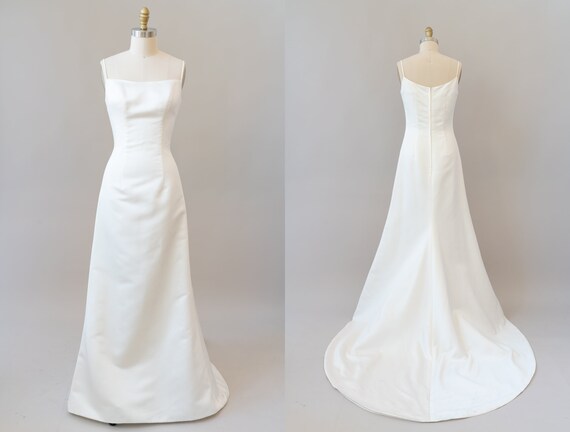 Straight Neck A Line Spaghetti Strap Simple Wedding Gown Etsy