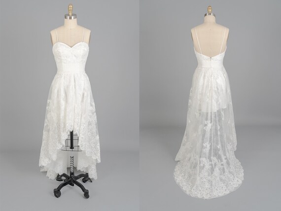 High Low Sweetheart Neckline Strapless Lace Wedding Gown Etsy