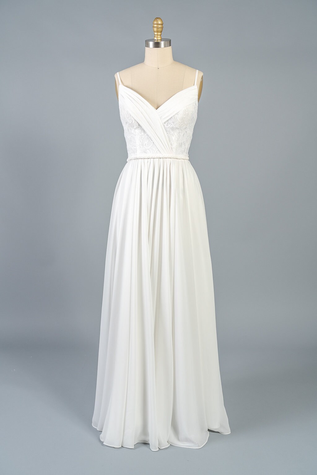 Chiffon/Lace Light Wedding Dress with Braided belt | Etsy