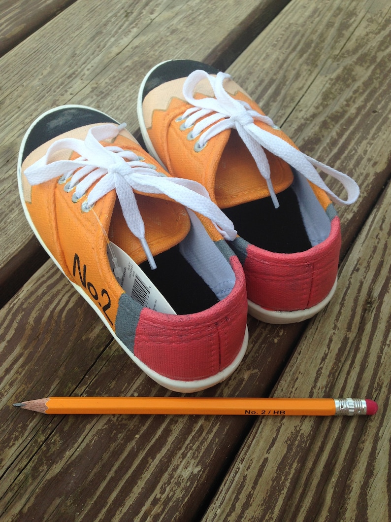 Hand painted Pencil Shoes student gift back to school teacher gift sneakers Christmas gift