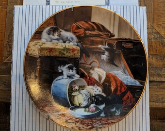 Victorian Cat plate collection-"mischief with the hat box"