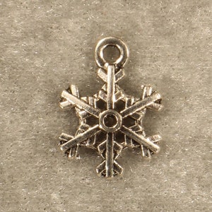 May include: A silver snowflake charm with a loop at the top for hanging.