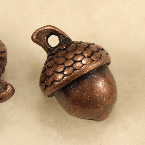 Acorn 15mm Antique Copper Tone 3D Nature Charms - 1172