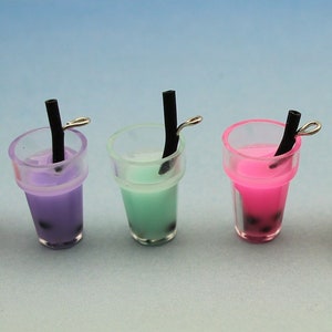 Bubble Tea 25mm Plastic and Resin Random Assorted Color 3D Drink Charms - 1621