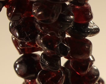 Red Garnet Chips 16" Strand Semi-Polished Natural Gemstone Jewelry Making Craft Beads - 0645
