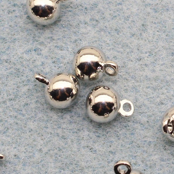 Ball 8mm Round Silver Tone 3D Sphere Accent Charms - 1572