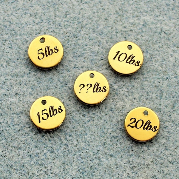 Weight Loss Tracker Charms Round 10mm Gold Plated 304 Stainless Steel Laser Engraved Markers - SL0601