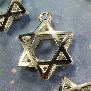 Star of David 23mm Silver Plated Die Cut Double Sided Religious Charms - 1197